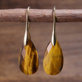 Bohemian Natural Stone Tiger Eye Drop Earrings