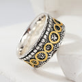 Retro Two-Tone Copper and Silver Multi-Circle Ring