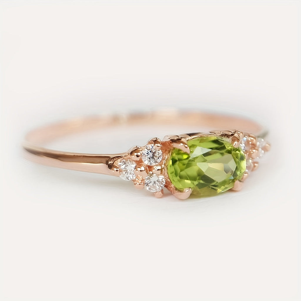 Classic Oval Zirconia Rose Gold Plated Ring