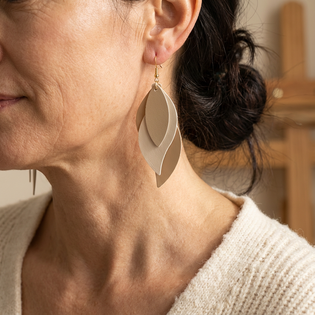 Vintage Layered Ivory Petal Lightweight Drop Earrings