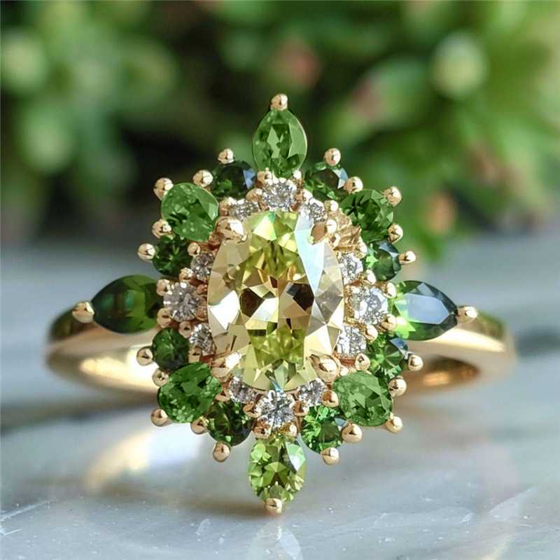 Two Tone Green Zirconia Ring