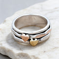 Bohemian Retro Two Tone Heart Wide Ring