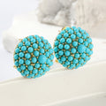 Elegant Palace Style Turquoise Cluster Stud Earrings