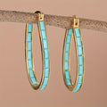 U-Shaped Earrings with Square Synthetic Turquoise