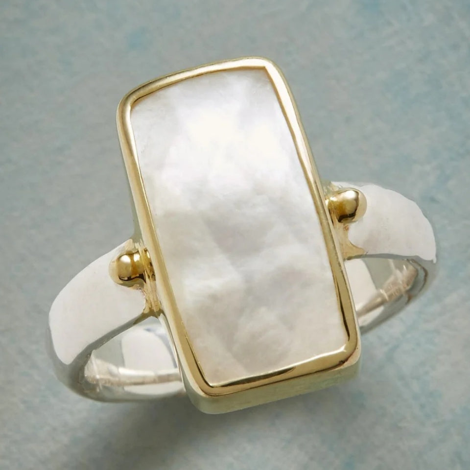 Geometric Moonstone Ring
