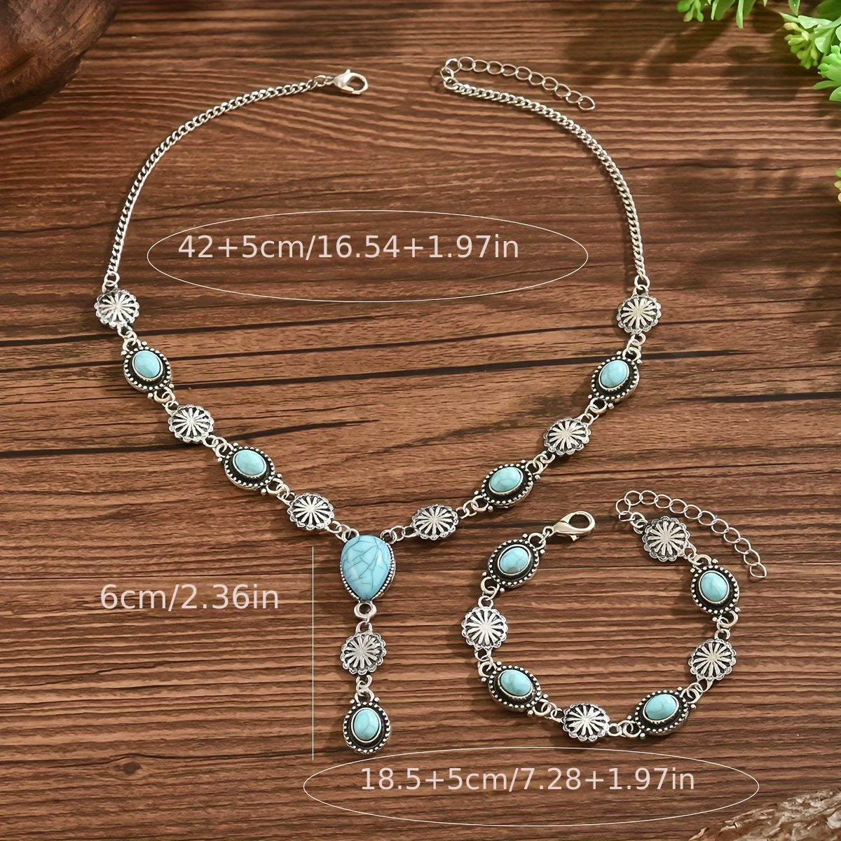 & Silver Floral Necklace and Bracelet Set