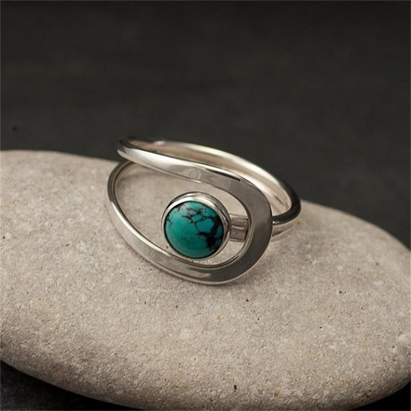 Minimalist Modern Turquoise Open Ring