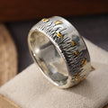 Retro Ethnic Style Flower and Grass Two-Tone Ring