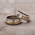 Bohemian Vintage Zirconia Wide Two-Tone Rings Set