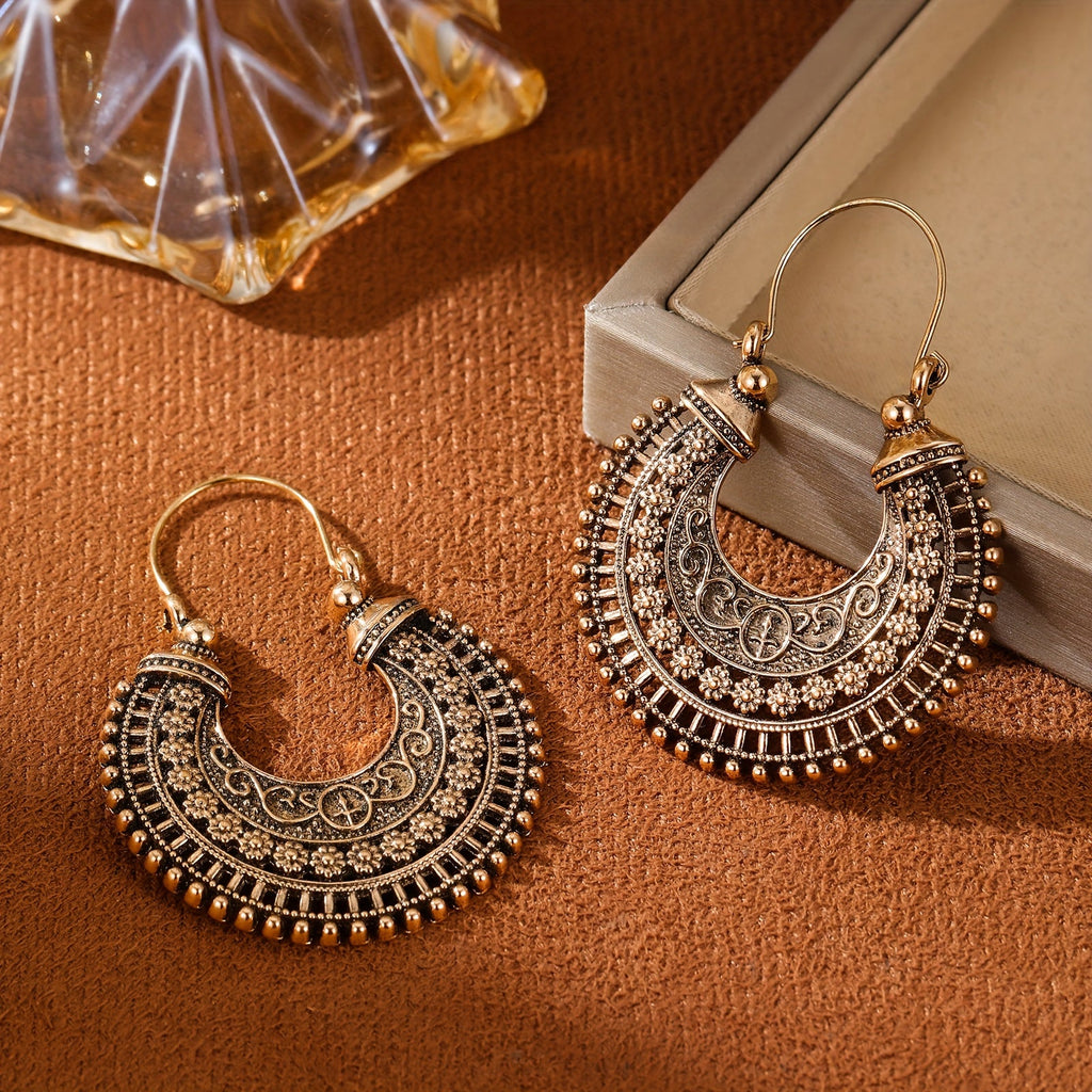 Vintage Ethnic Style Multi-Layer Hollow Earrings