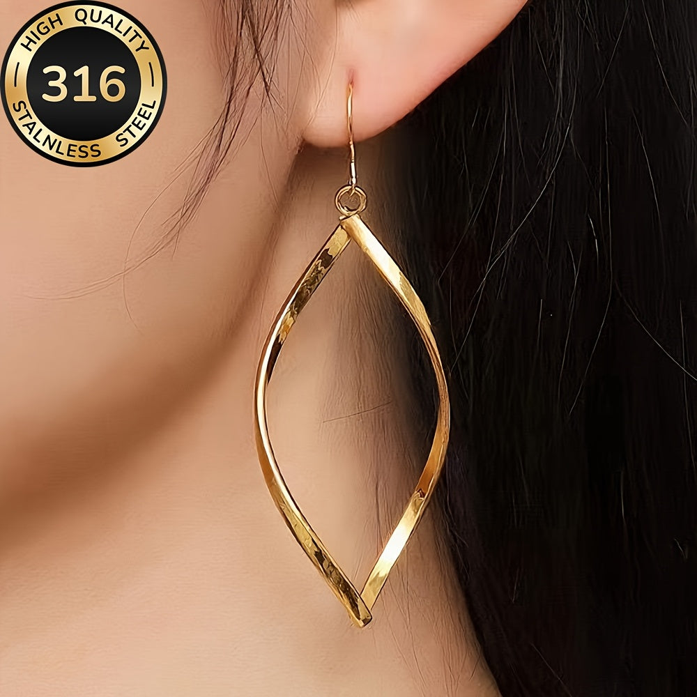 Twisted Sculpted Oval Silver Drop Earrings