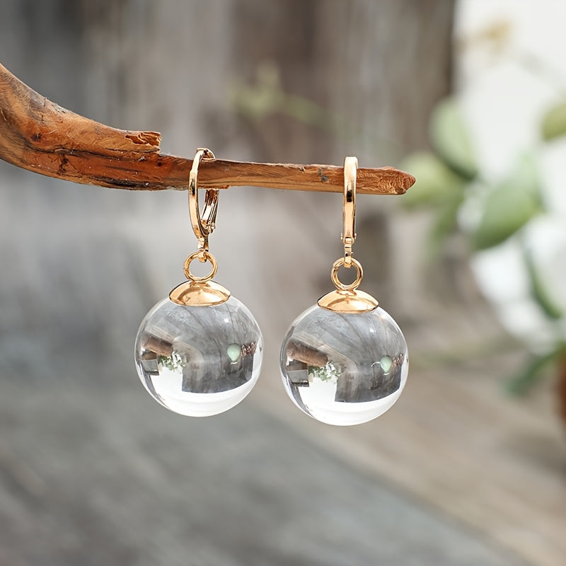 Minimalist Round Glass Pendant Dangle Earrings