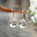 Minimalist Round Glass Pendant Dangle Earrings