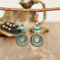 Bohemian Red Copper Colored Hoop Pendant Earrings