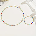Multicolor Crystal Chain Necklace & Bracelet Jewelry Set