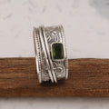 Geometric Design Silver Plated Ring with Zirconia Stone