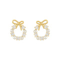 Bow Wreath Pearl & Crystal Stud Earrings