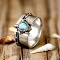 Elegant Turtle Larimar Silver Statement Fidget Ring
