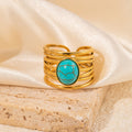 Bohemian Round Turquoise Spiral Ring