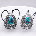 Bohemian Vintage Style Filigree Turquoise Pendant Earrings