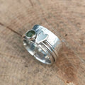 Vintage Heart & Green Stone Silver Artisan Ring