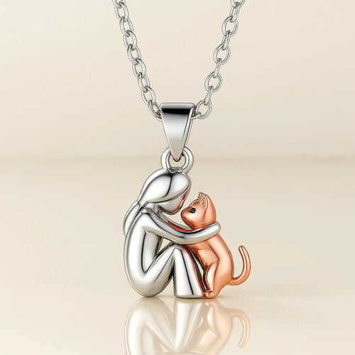 Aria – Gentle Cat Embrace Necklace (Gold & Rose Gold)
