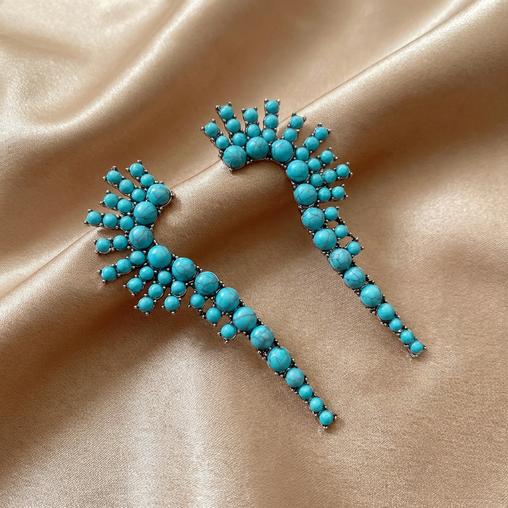 Classic Boho Western Style Turquoise Cluster Dangle Earrings