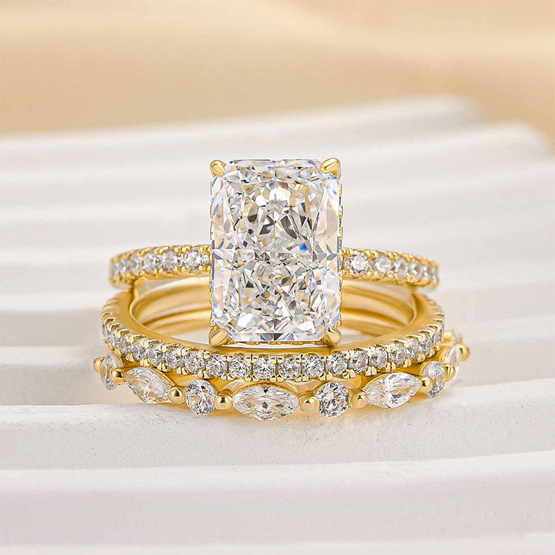Jaily 3Pc Wedding Ring Set | White Gold