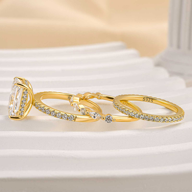 Jaily 3Pc Wedding Ring Set | White Gold