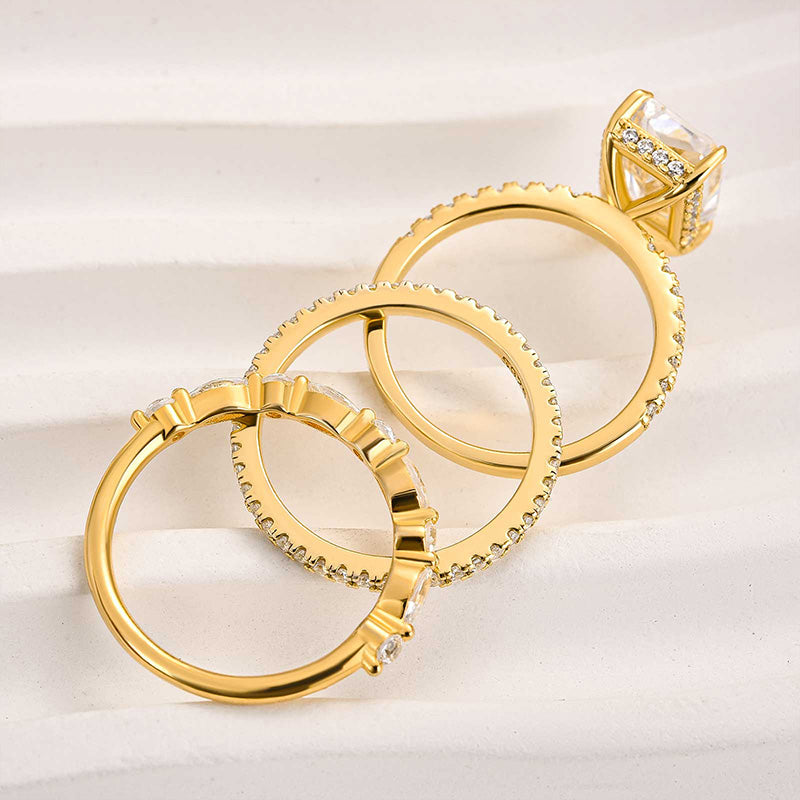 Jaily 3Pc Wedding Ring Set | White Gold