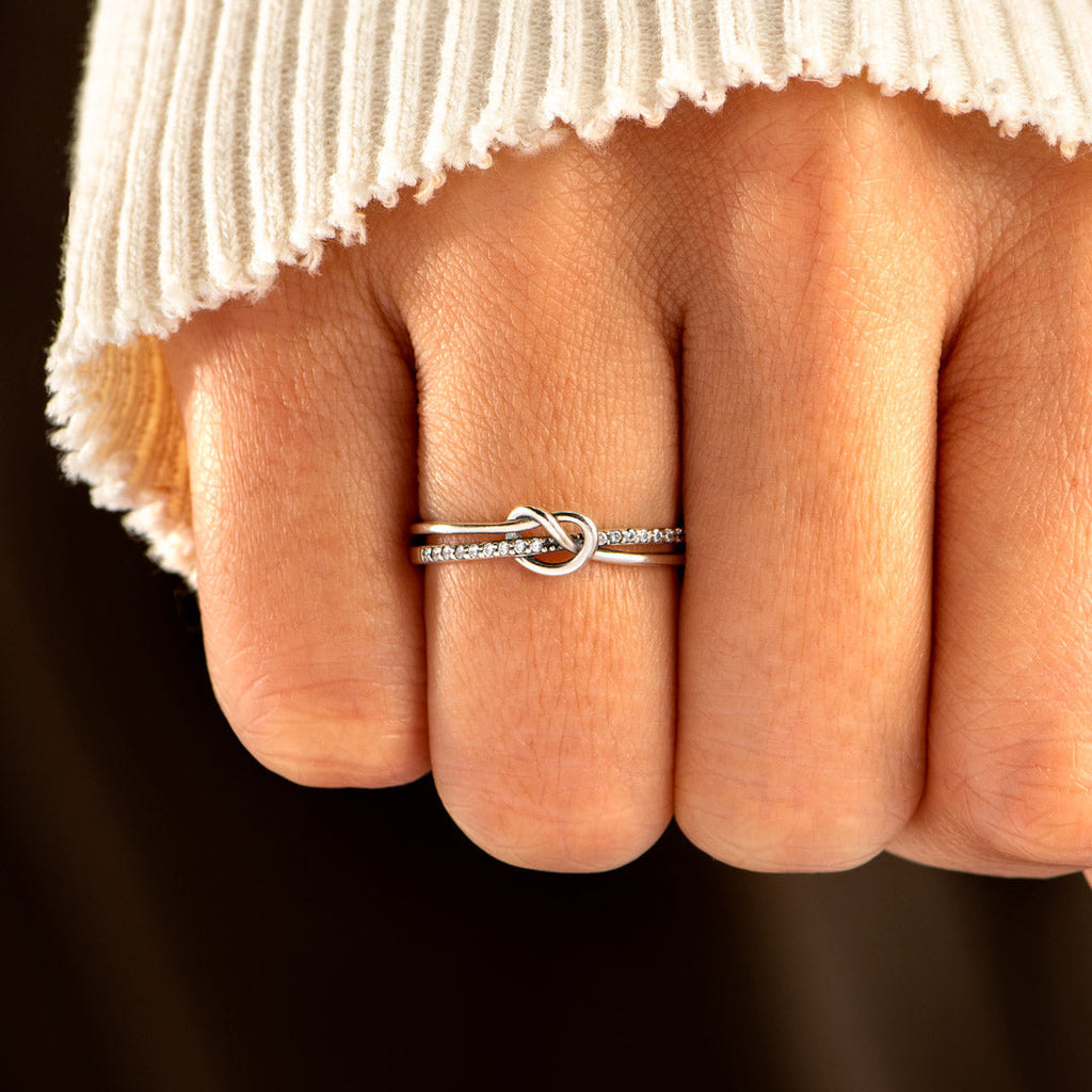 Timeless Bond Silver Knot Ring for Mother & Daughter