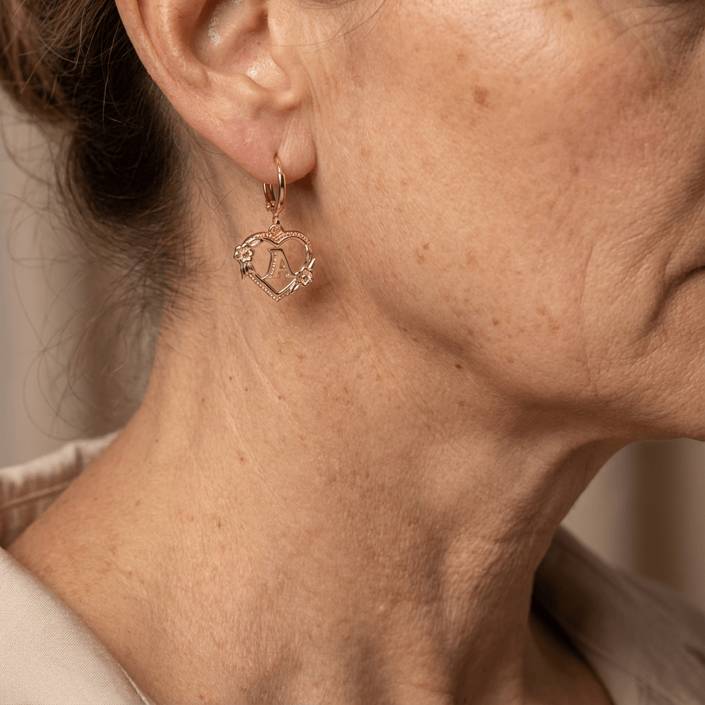 Dainty Initial Heart Hoop Earrings