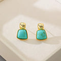 Vintage Gold-Tone Geometric Square Earrings