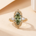 Elegant Green Cubic Zirconia Copper Engagement Ring