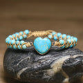 Beaded Turquoise Heart Charm Bracelet