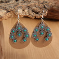Bohemian Western Turquoise Crescent Leather Earrings