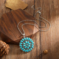 Vintage Round Turquoise Cluster Pendant Necklace