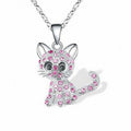 Silver Necklace with Baby Kitten Colored Zirconia - Koyana