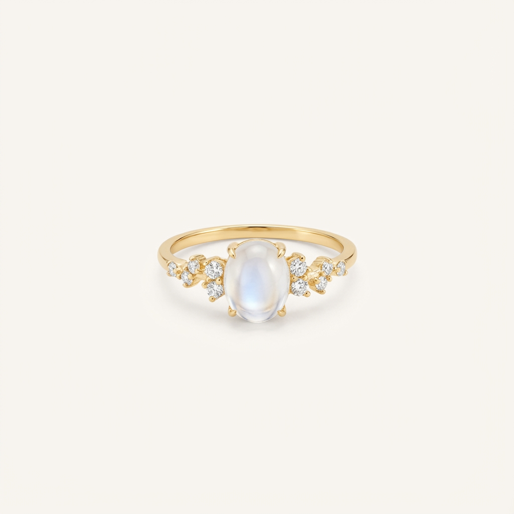 Elegant Lunar Glow Moonstone Diamond Ring