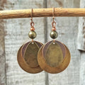 Vintage Distressed Bronze Tone Multi Layer Round Hoop Earrings