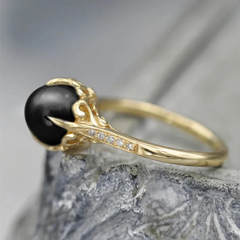 Art Deco Pearl Solitaire Gold Ring
