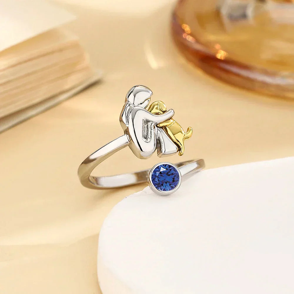 Hayley – Adjustable Dog Embrace Ring with Crystal Accent