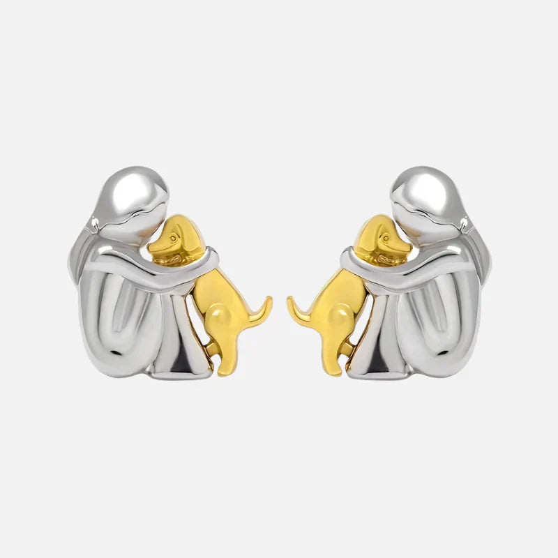 Two-Tone Silver and Gold Hug Earrings