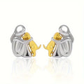 Aria – Two-Tone Dog Embrace Earrings (Silver & Gold)