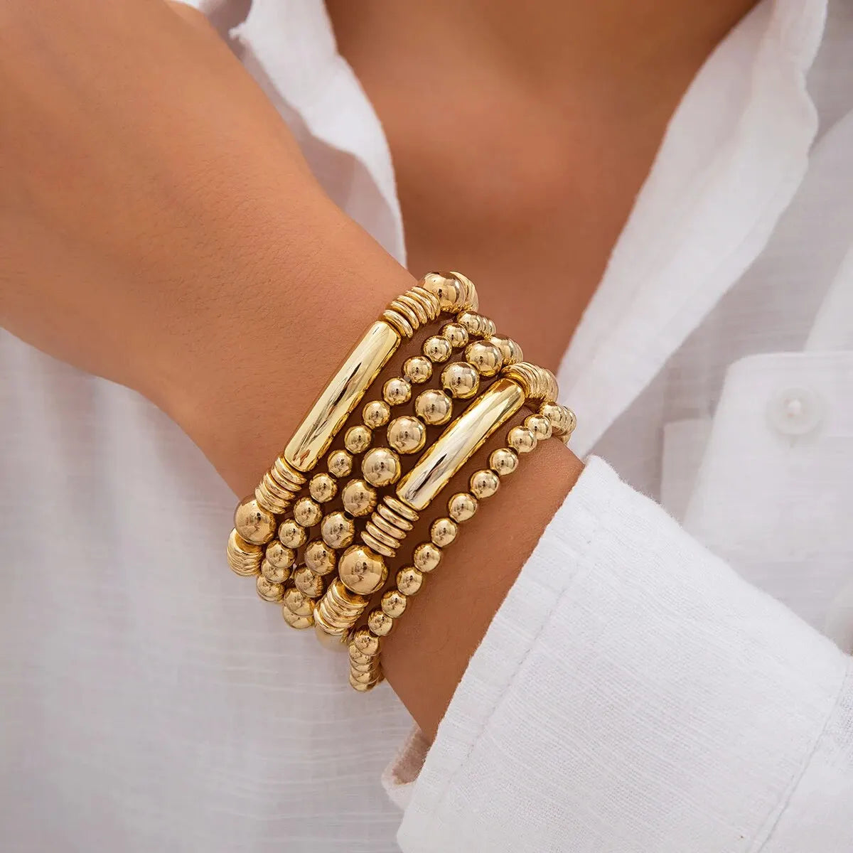 5Pc Beaded Bracelet Stack Set