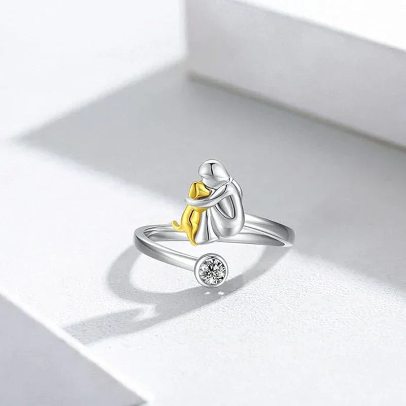 Hayley – Adjustable Dog Embrace Ring with Crystal Accent