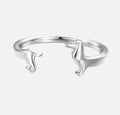 Aubri - Adjustable Silver and Gold Dachshund Ring in Wraps