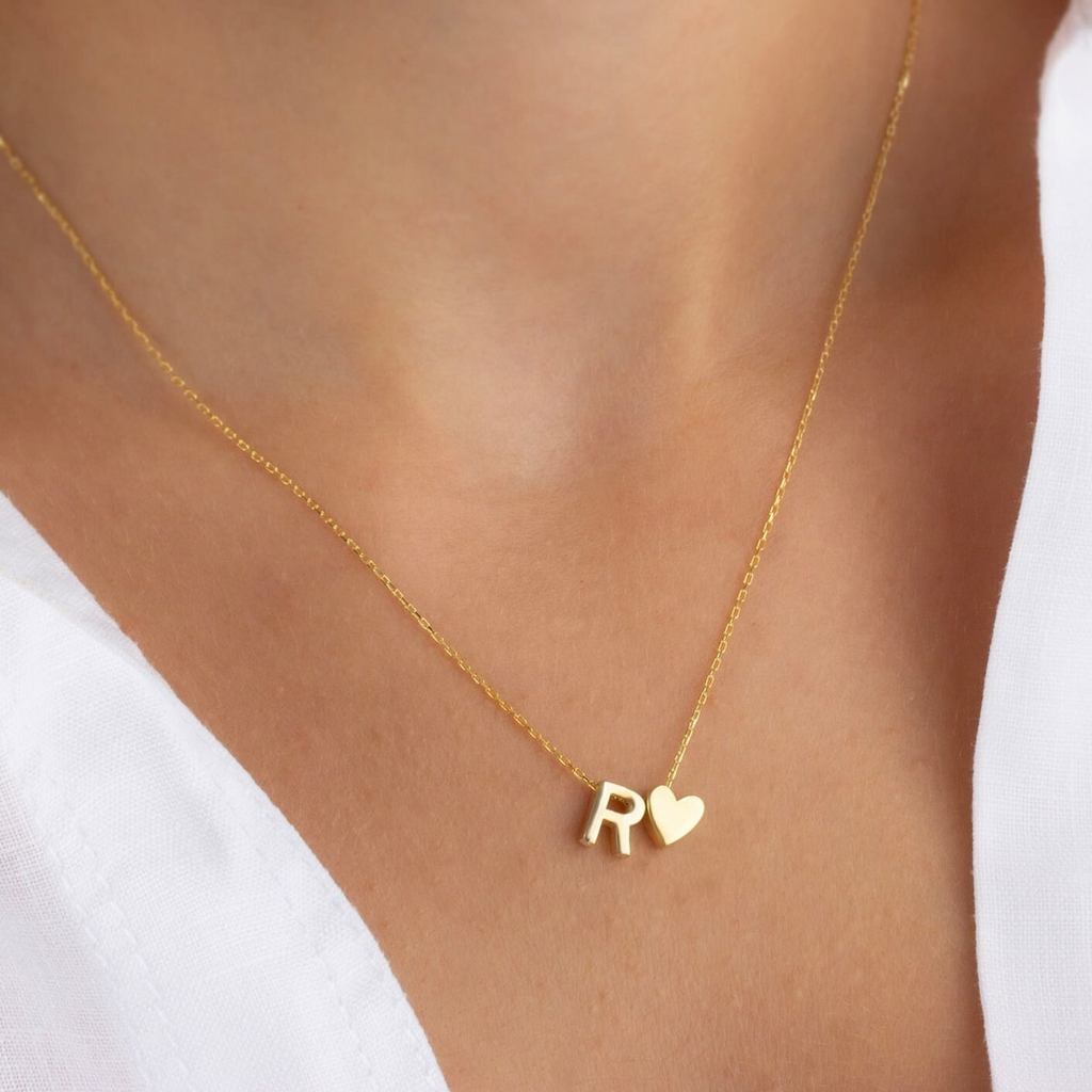 Personalized Letter & Heart Initial Necklace