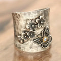 Vintage Silver Plated Flower Design Ring