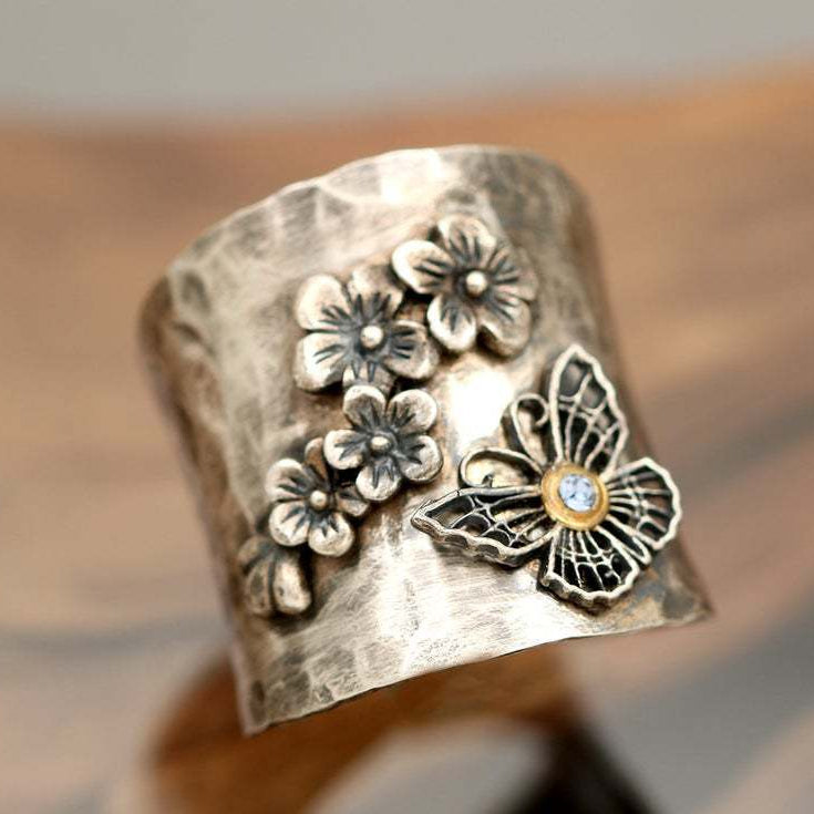 Vintage Silver Plated Flower Design Ring